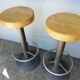 Pair 2 bar stool metal and wood