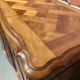 Louis XV style sideboard, 3 doors with lock, glass top.