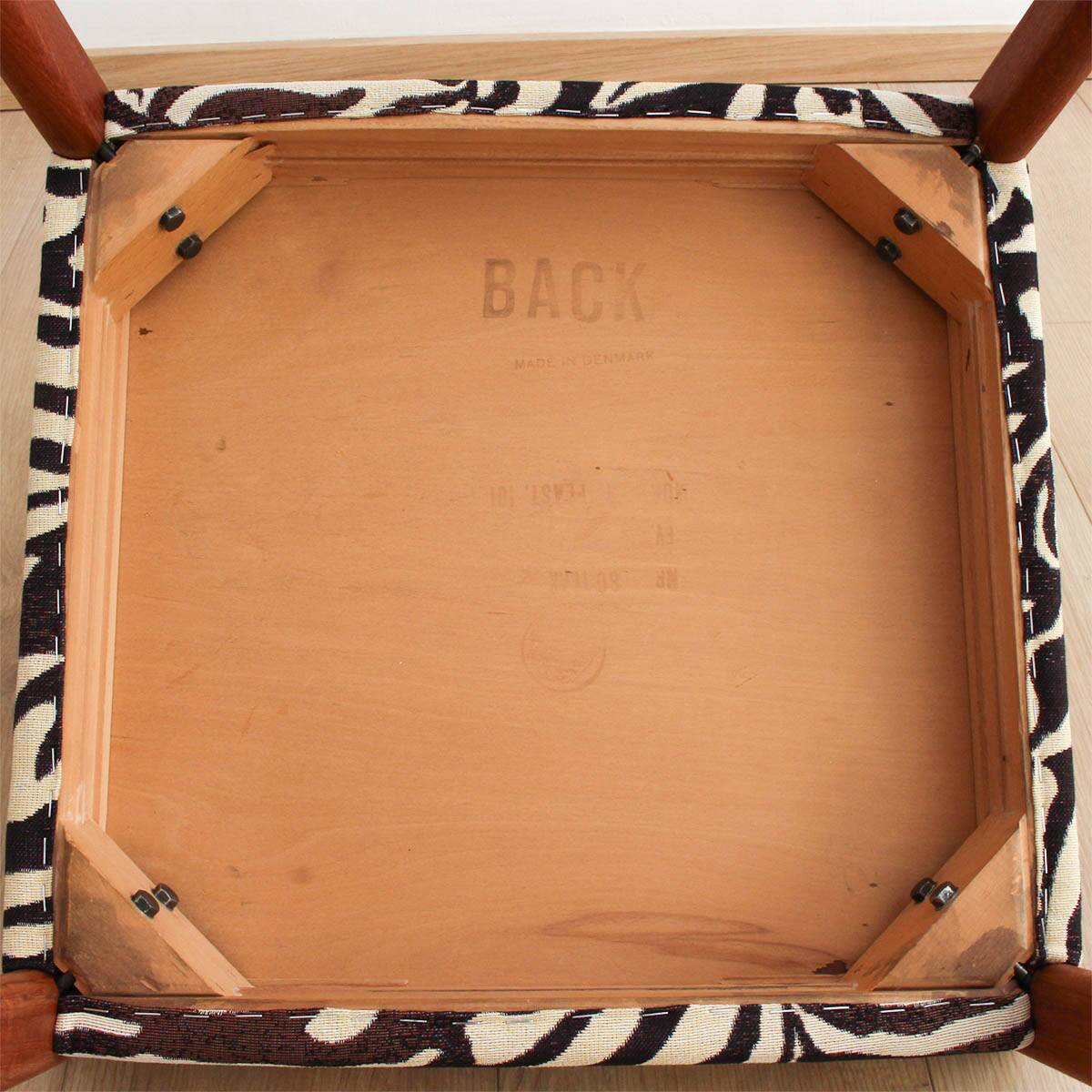 Danish teak dining chairs with zebra print from Boltinge Stølefabrik