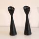 Pair of vintage Scandinavian wooden candle holders
