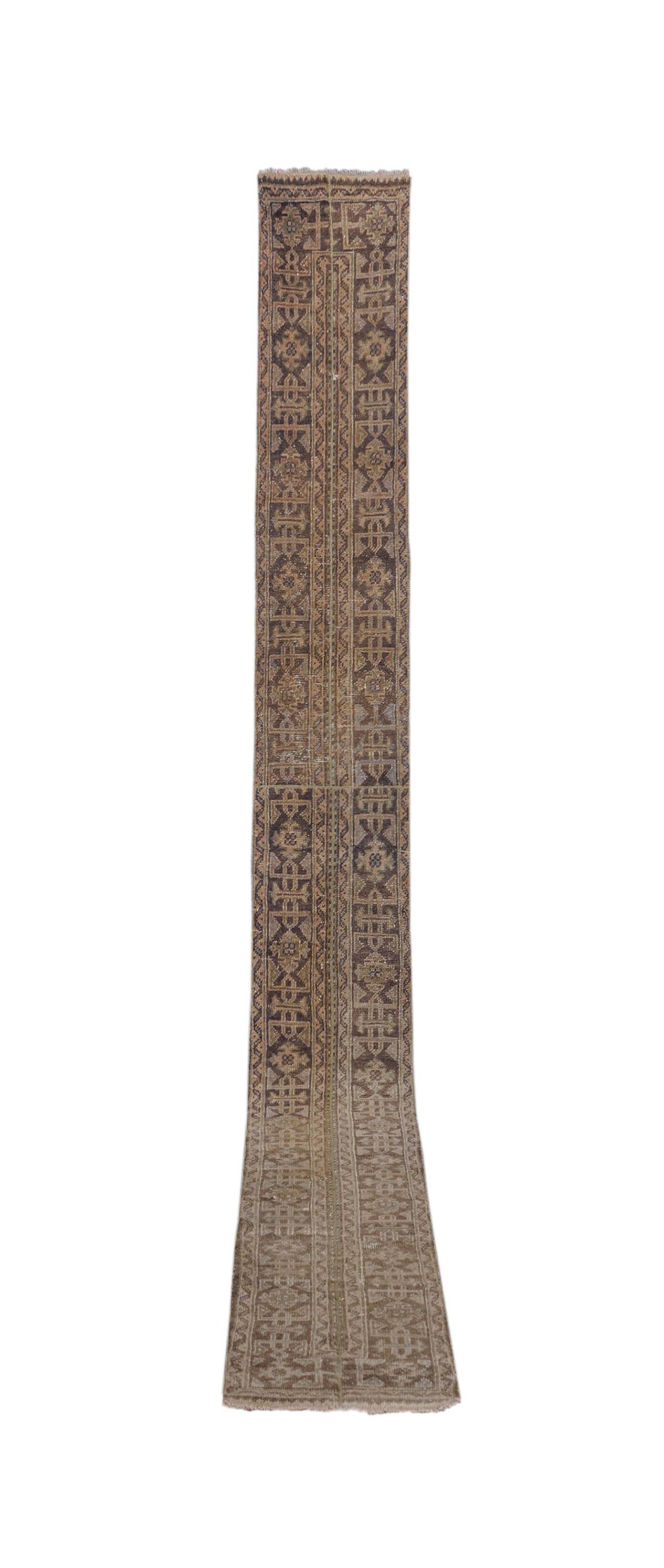 Vintage Turkish Oushak Rug Handwoven 53x560 cm