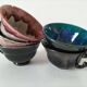 5 tasses Gaubier Morvan grès émaillé flammé multicolore