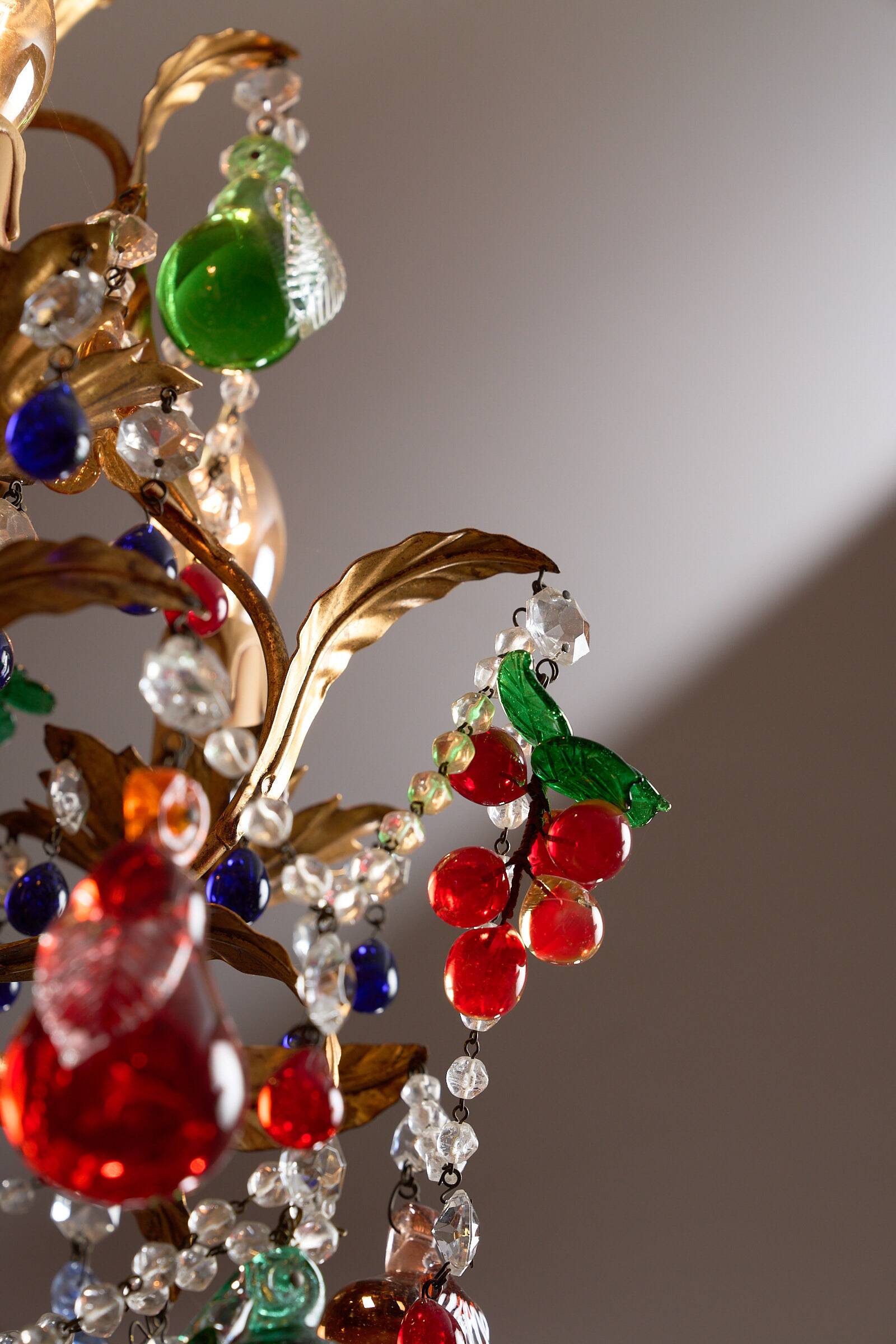 Vintage brass and Murano glass chandelier