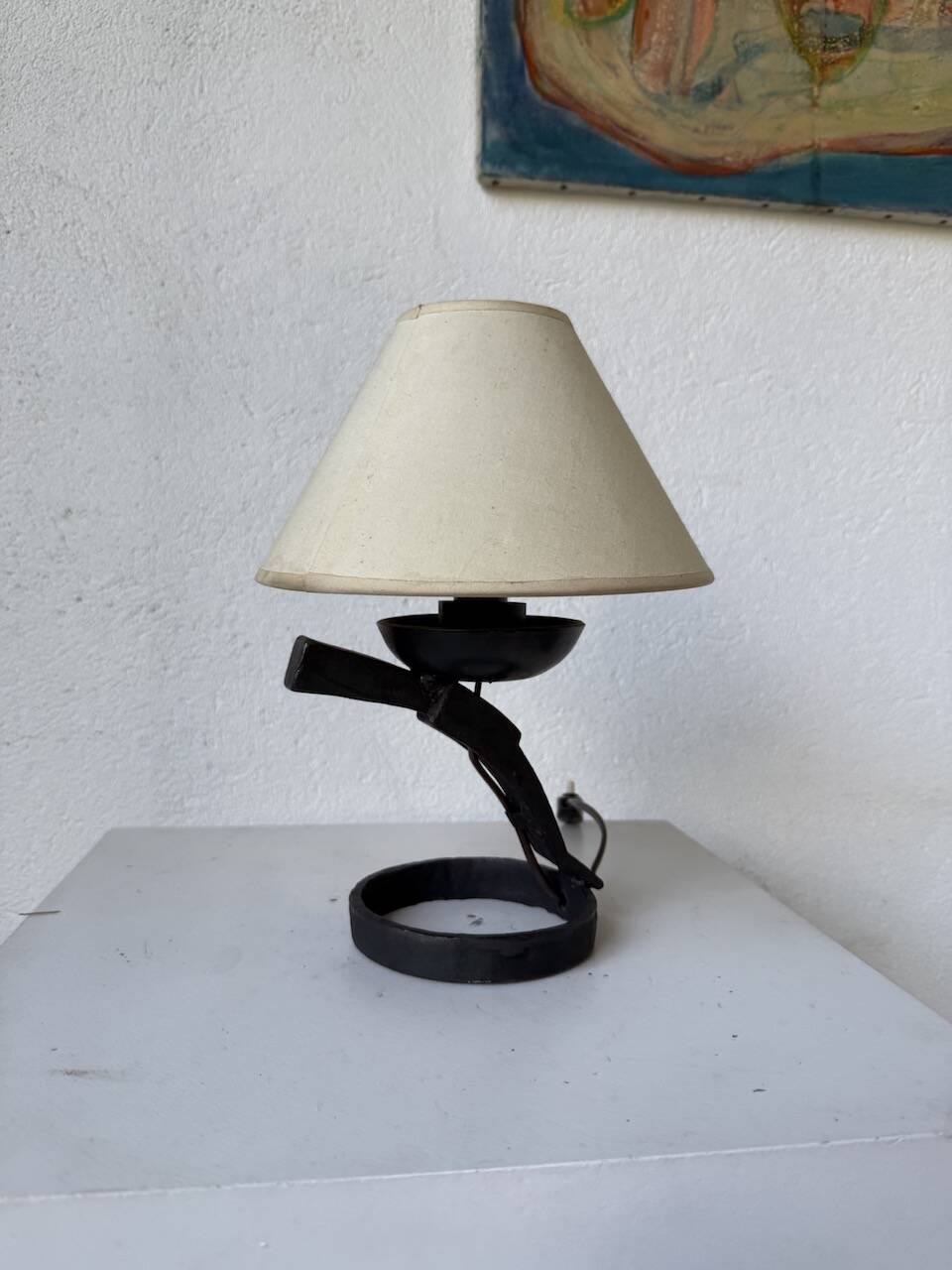 Brutalist metal lamp from the 50s