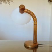 Scandinavian articulated lamp in pine and plastic 1970