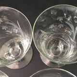 6 wine glasses carved with lily of the valley sprigs
