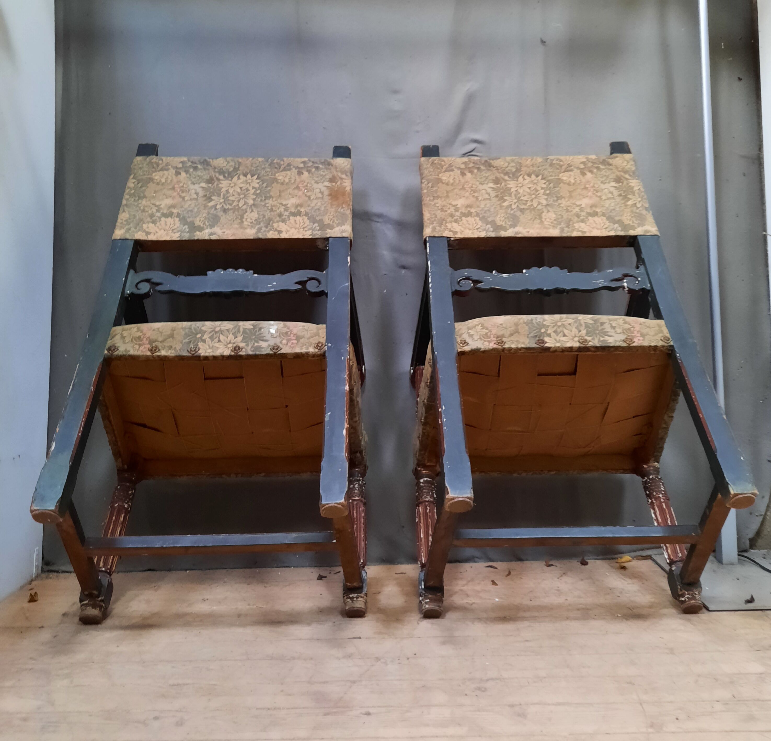 Pair of Louis XIII style armchairs