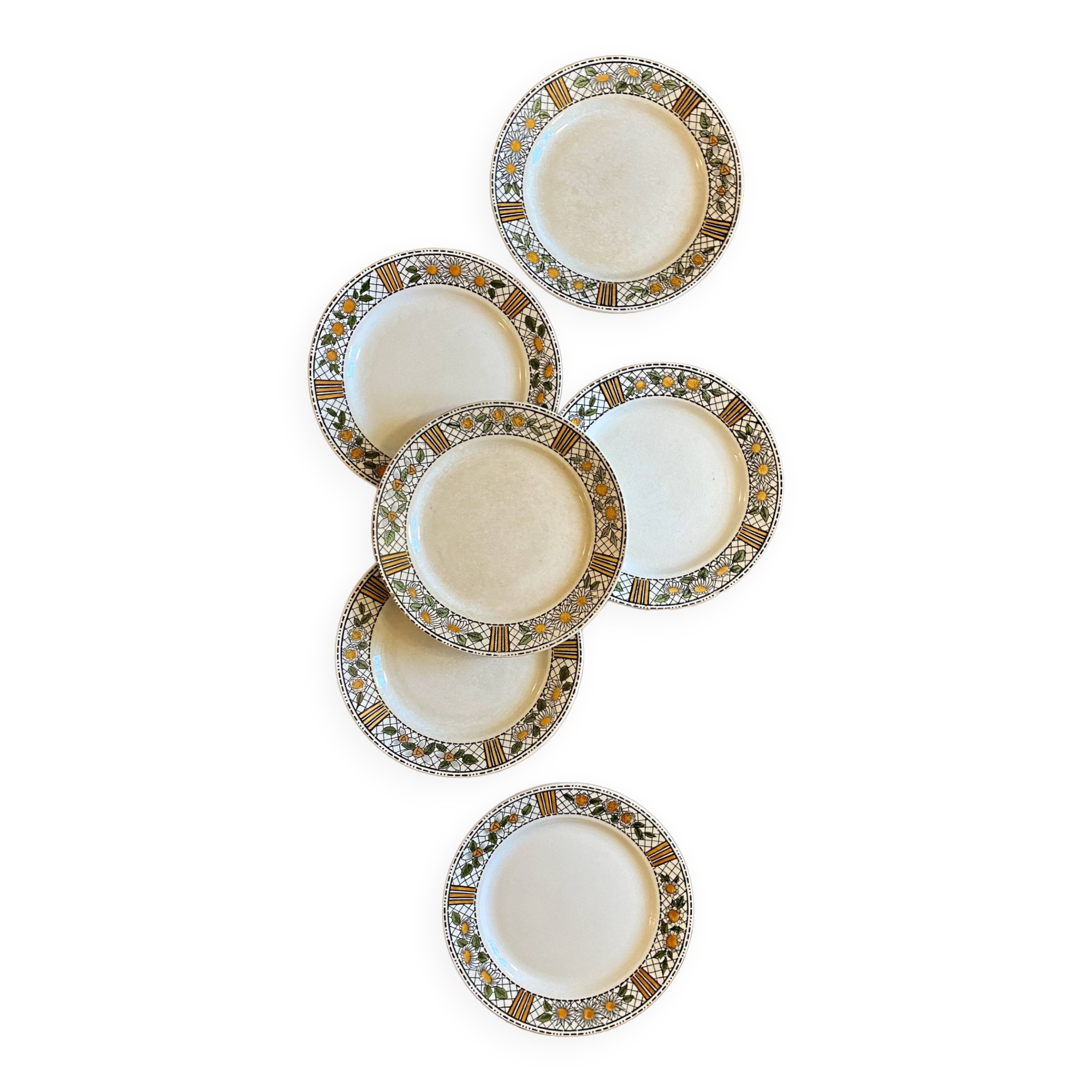 Set of 6 vintage flat plates model Elisabeth from HBCM