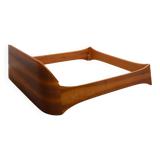 Italian 1970s Curved Walnut Bed Frame with Storage Headboard