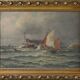 Painting "Entry to the Port in Rough Seas", oil on canvas, signed C. Demont – early 20th century