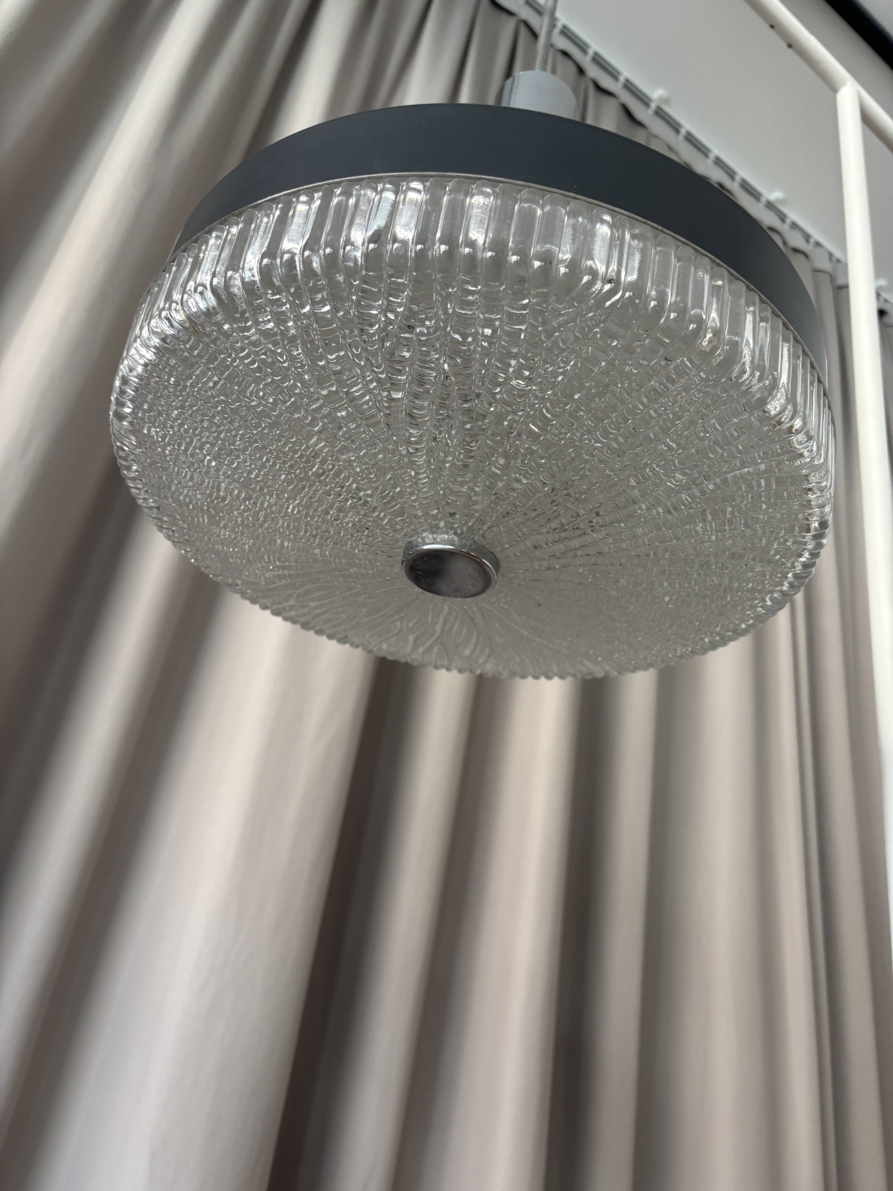 Kaiser Leuchten Mid-Century Pressed Glass Pendant Lamp, Germany, 1960s