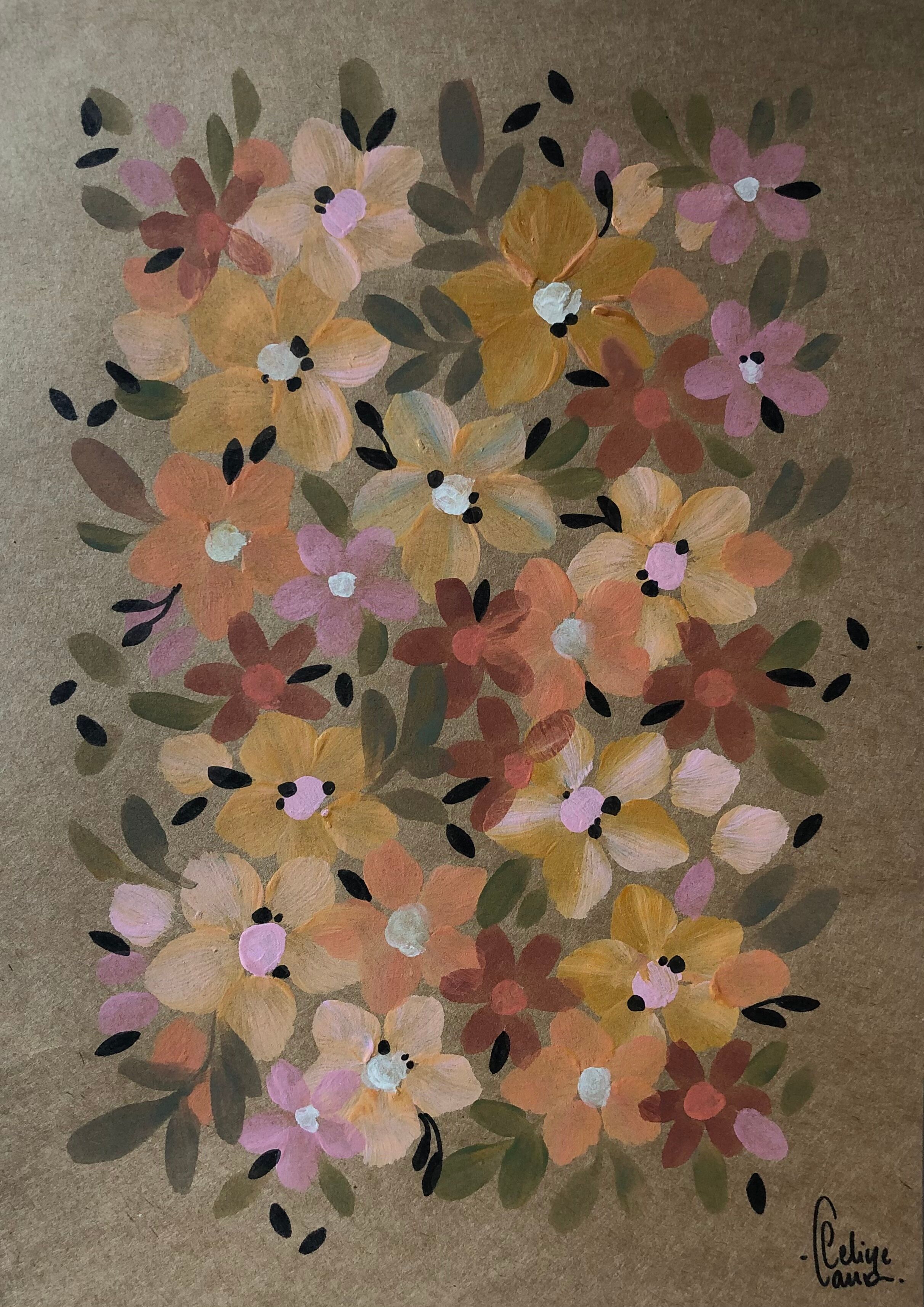 Peinture A4 sur papier Fleurs vintages