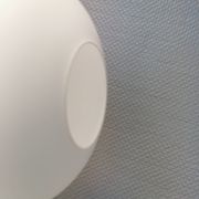 Large hanging lamp in white opal glass with brass top. Danish and estimated from the 1970s.