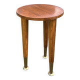 Vintage side table in solid wood and brass – Scandinavian design mid-century