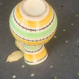 Green and yellow glazed ceramic vase, vintage pattern and design 1950/60