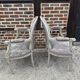 Pair of cabriole medallion armchairs in Louis XVI style
