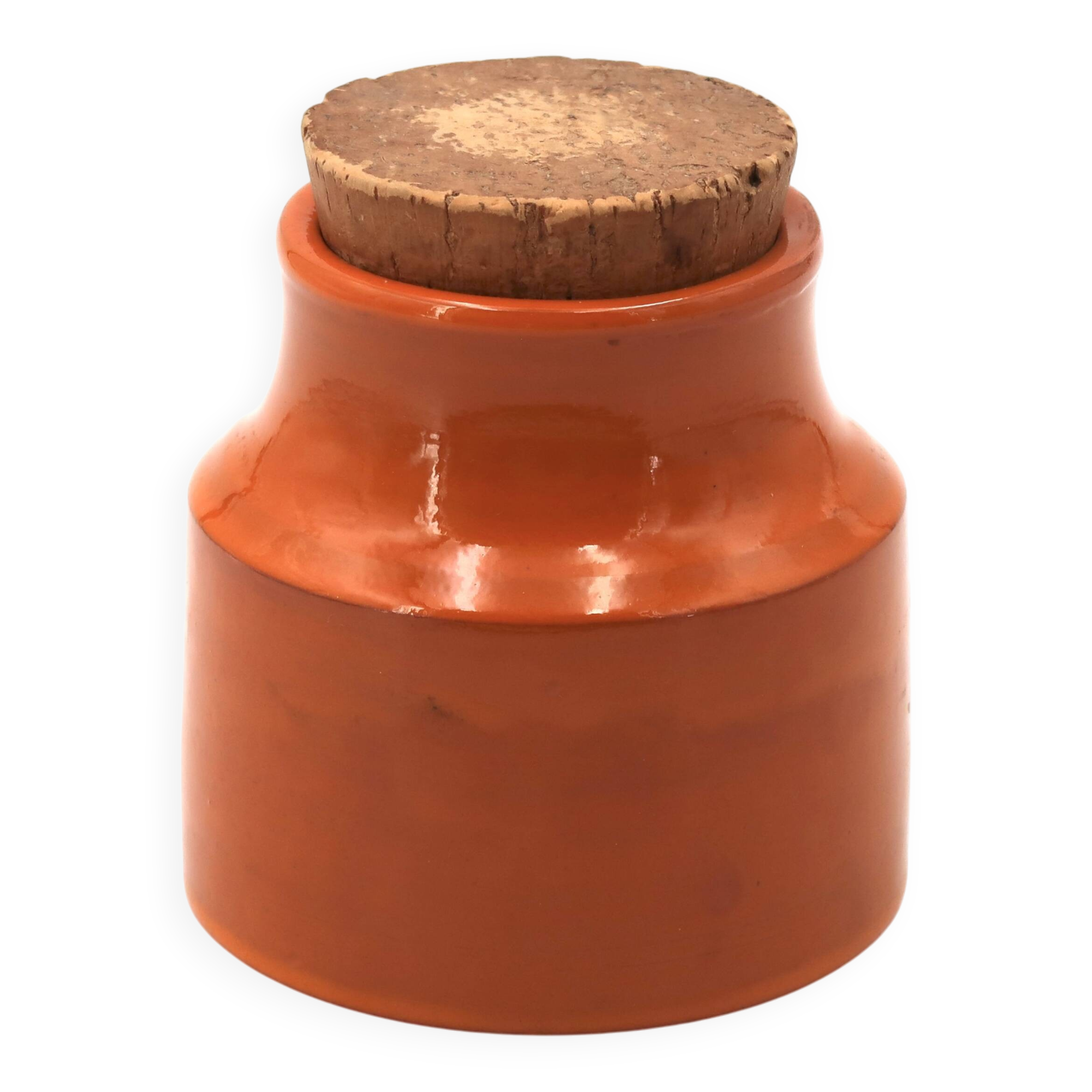Orange ceramic bonbonnière by Mado Jolain, 1950s.