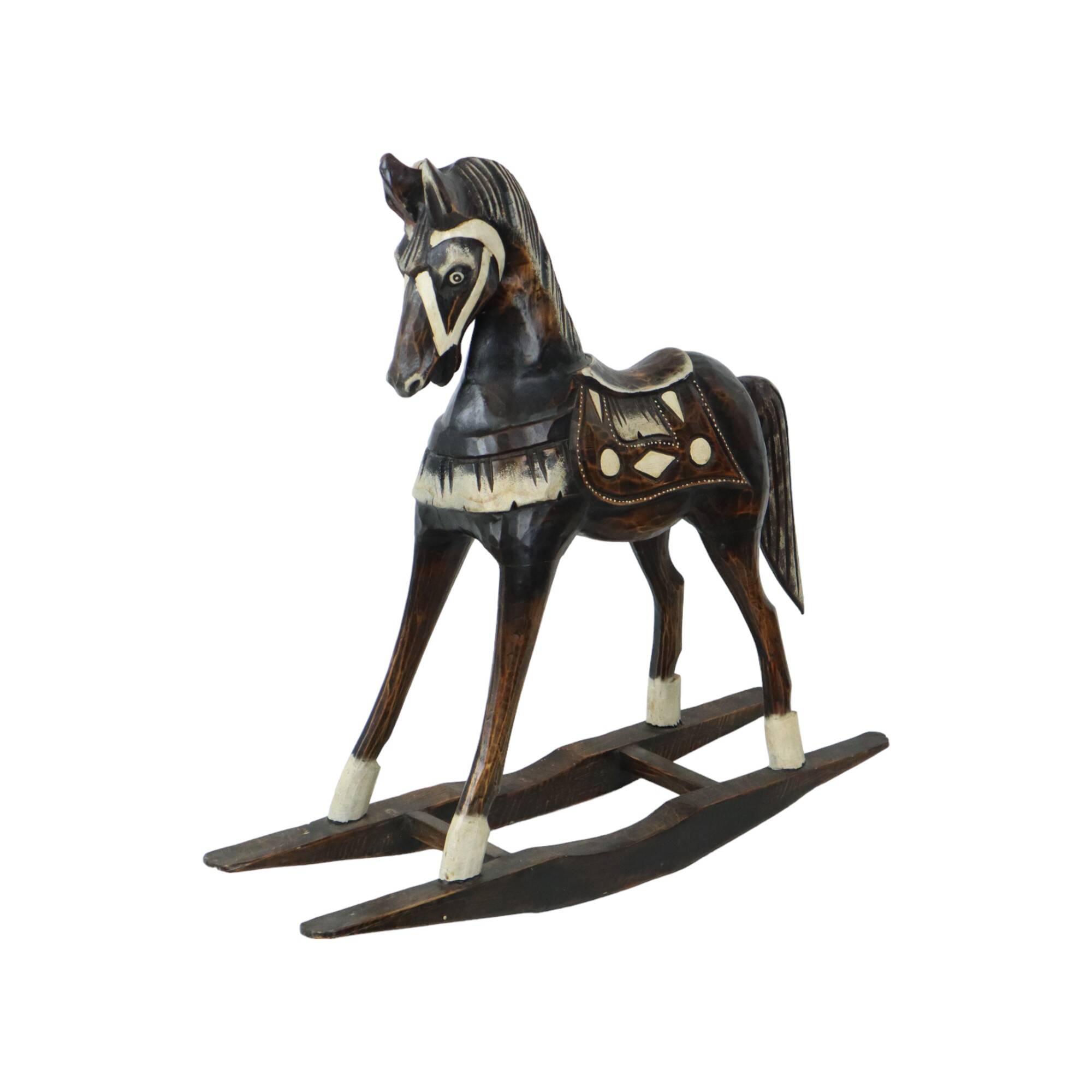 Vintage French Rocking Horse Seesaw Rocking Horse Wood 1970s