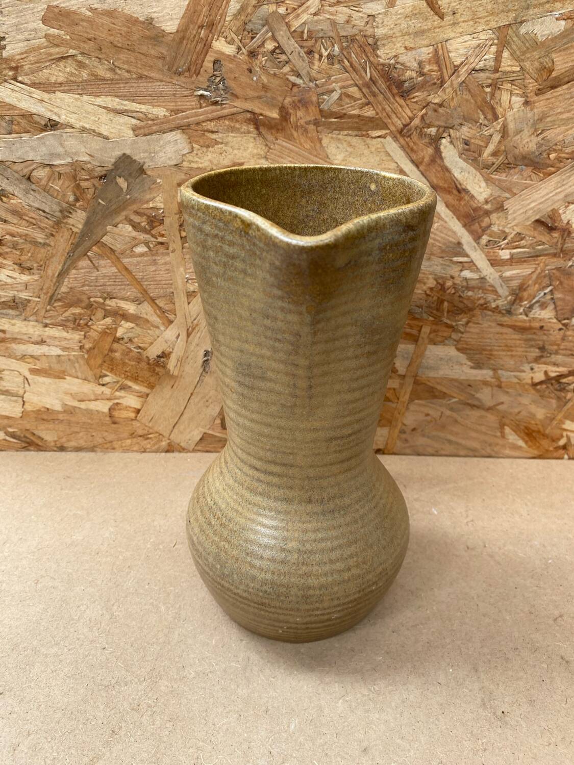 Old pitcher digoin stoneware beige made in france vintage