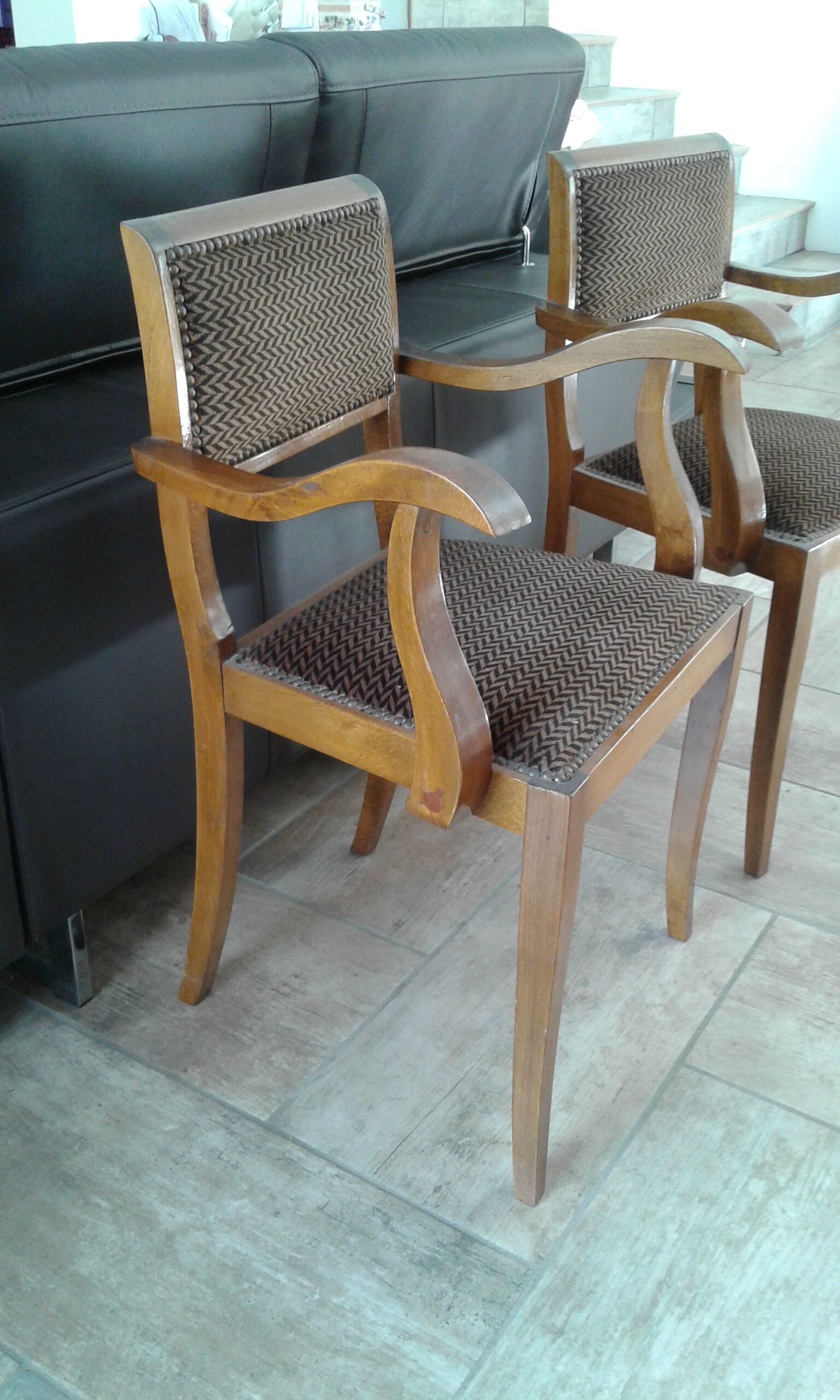 Pair Chair bridge.  Chocolate and beige velvet. Year 30
