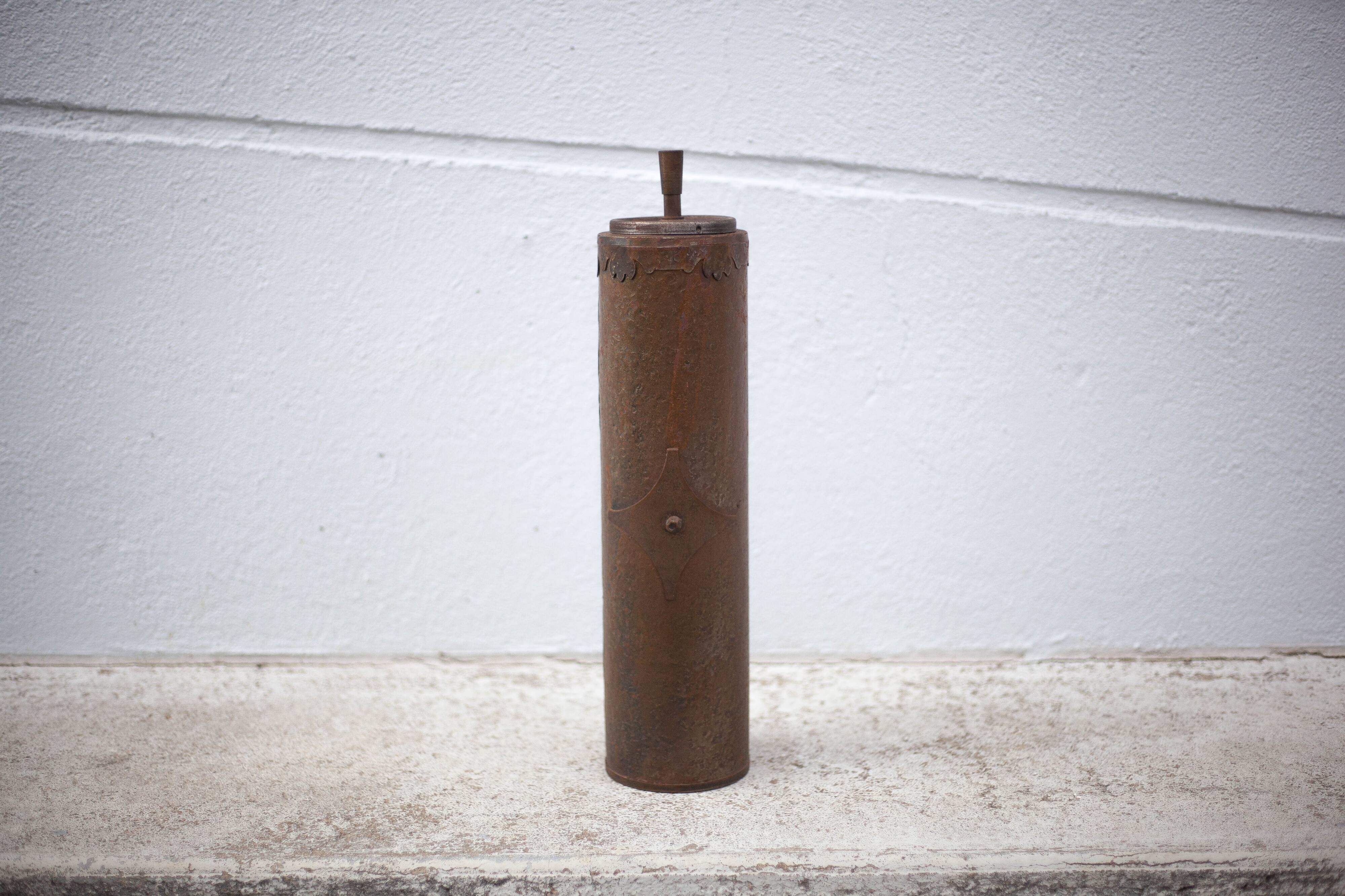 Vintage standing ashtray, push ashtray, brutalist ashtray, metal ashtray, end of sofa