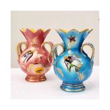 Pair of authentic Monaco Ceroc vases in blue ceramic