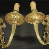 Pair of 19th century Regency style wall lights with winged nymphs -