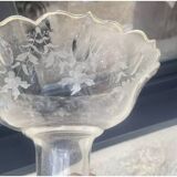 Antique bronze and brass mounted vase with engraved glassware