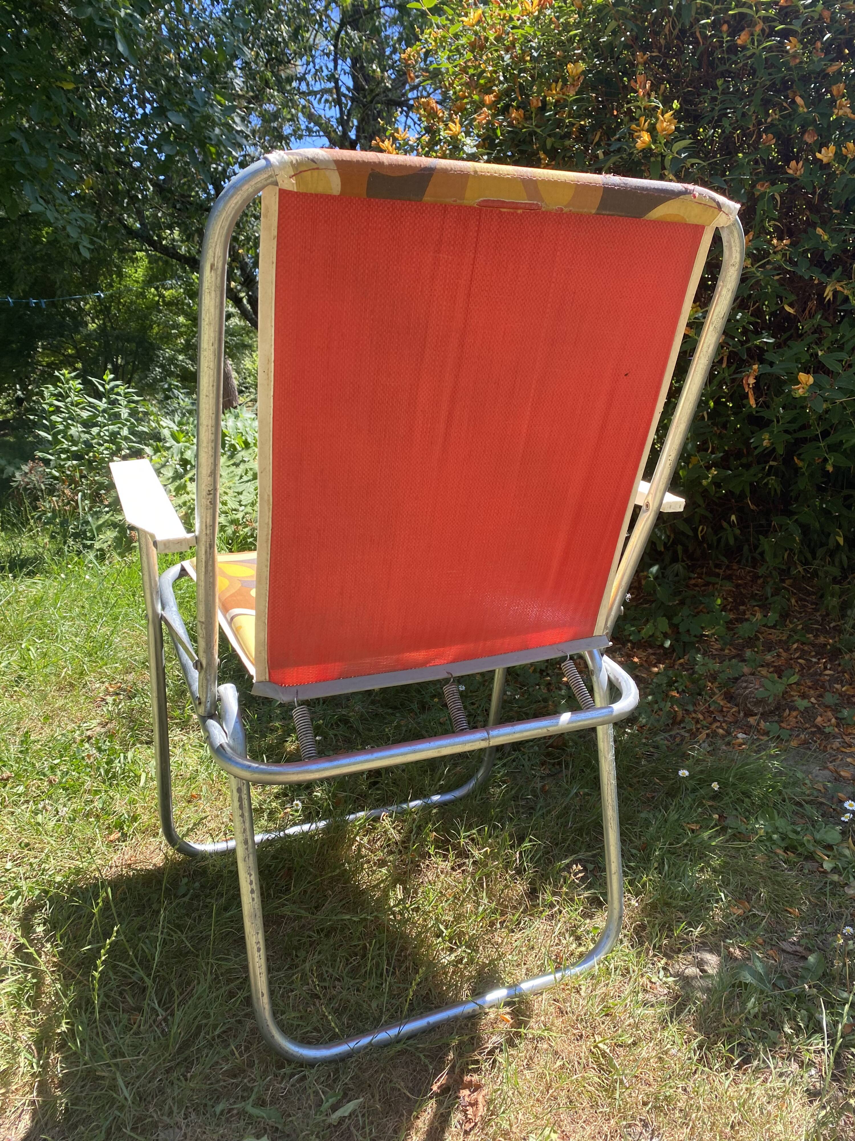 Folding camping chair, 70s garden armchair