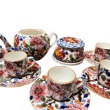 Gien earthenware tea set, peony decoration