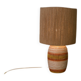 Ceramic lamp with linen shade, 1950s - 1960s