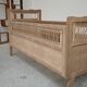 Children's bed in wood and sandblasted rattan from the 1960s.