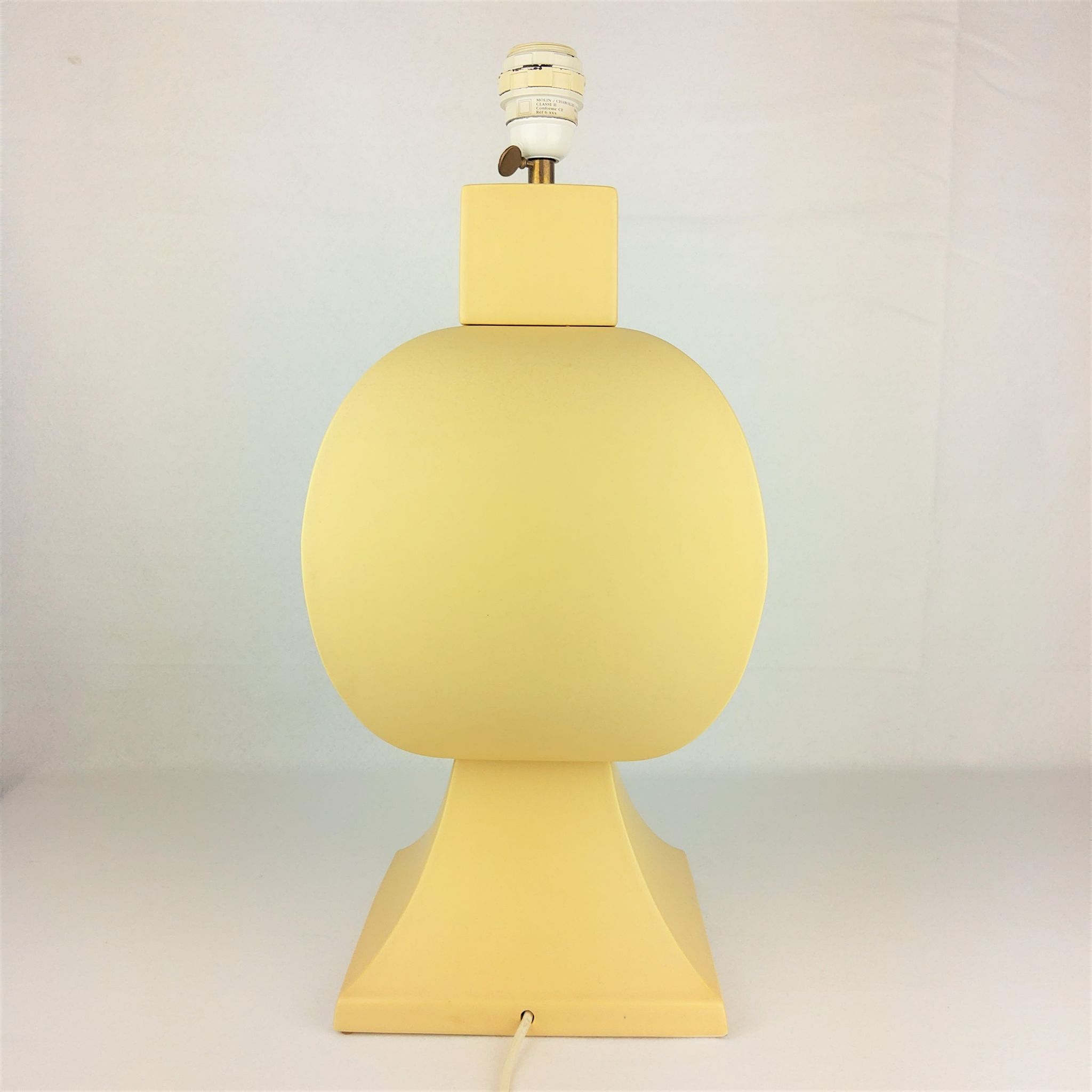 Ceramic lamp, pastel yellow Charolles earthenware 1980