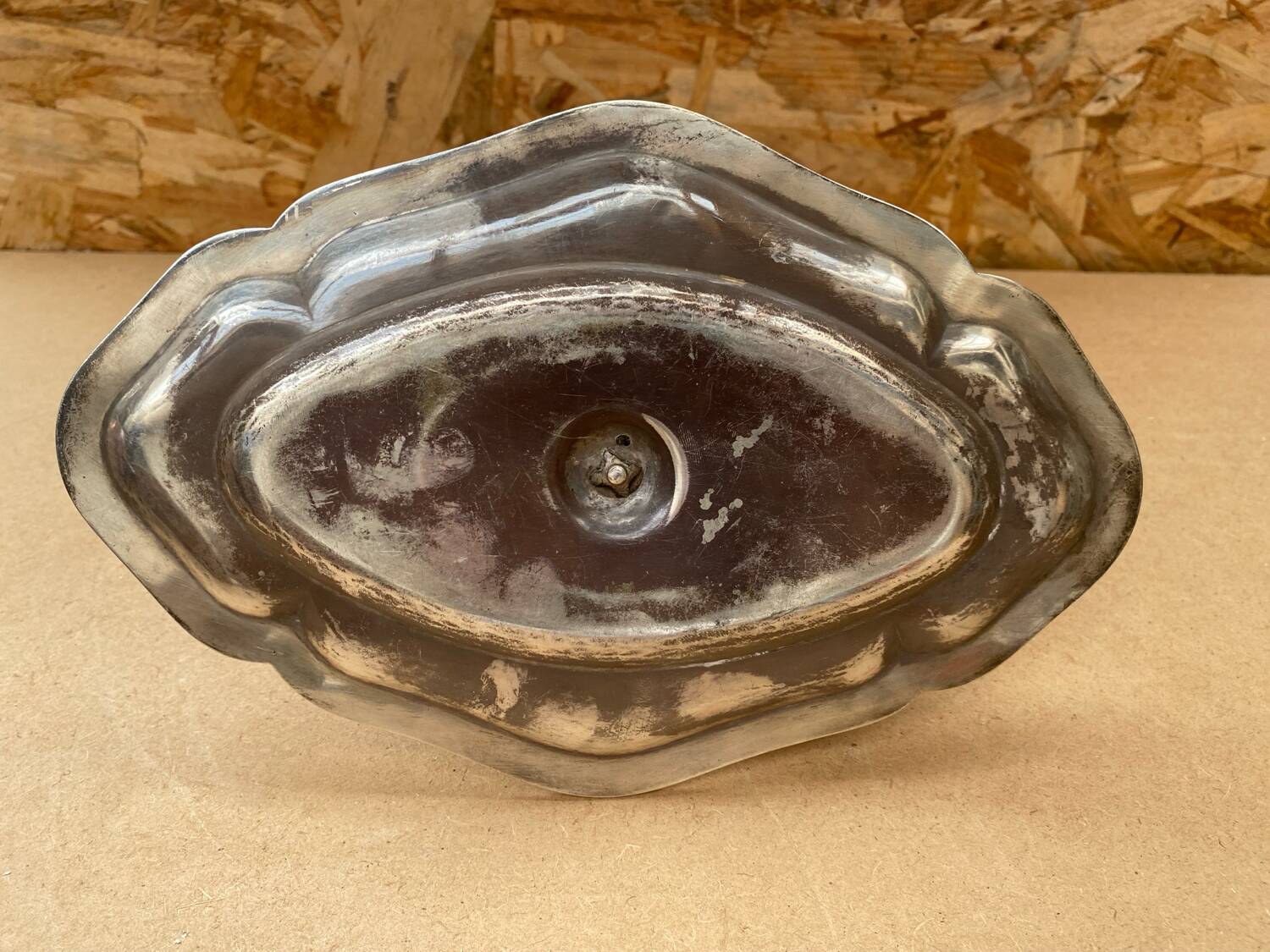 Antique silver metal gravy boat vintage kitchen utensil