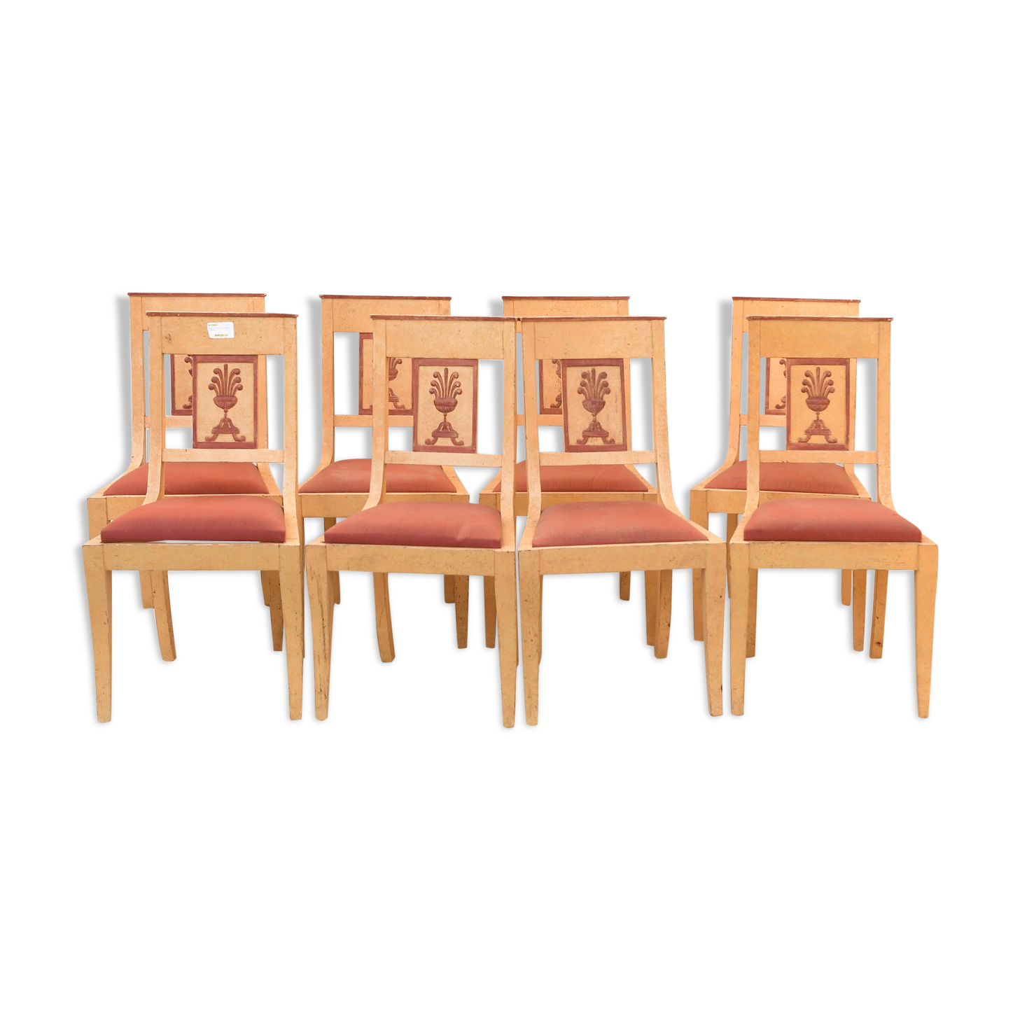 Suite of 8 painted chairs
