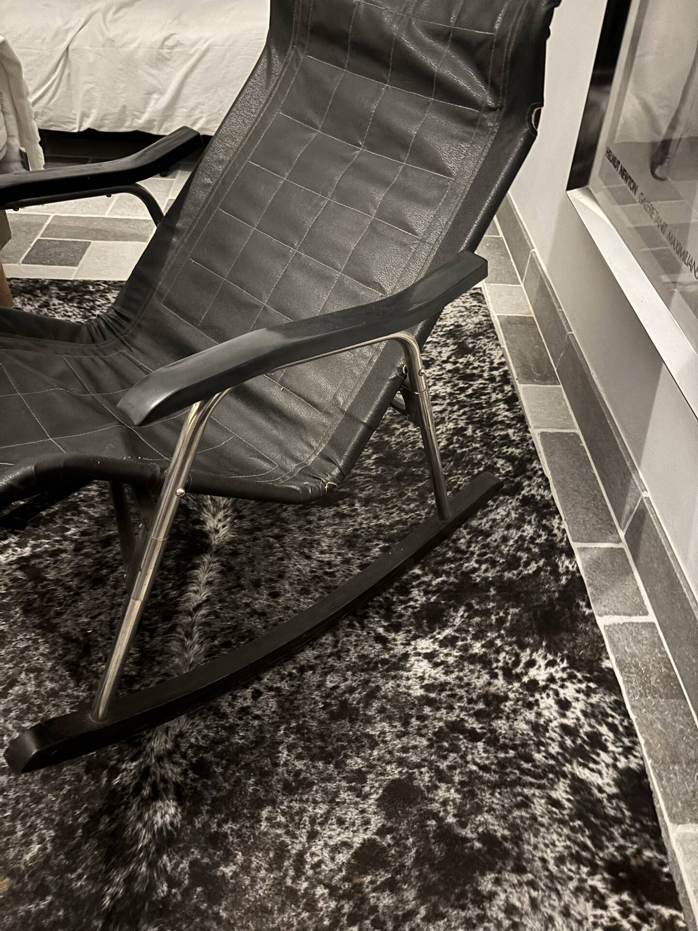 Rocking chair par Takeshi Nii-Cuir et bois -60’s