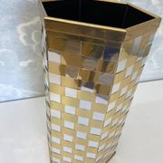 Hexagonal two-tone umbrella stand in the Italian style of Willy Rizzo from the 1970s.