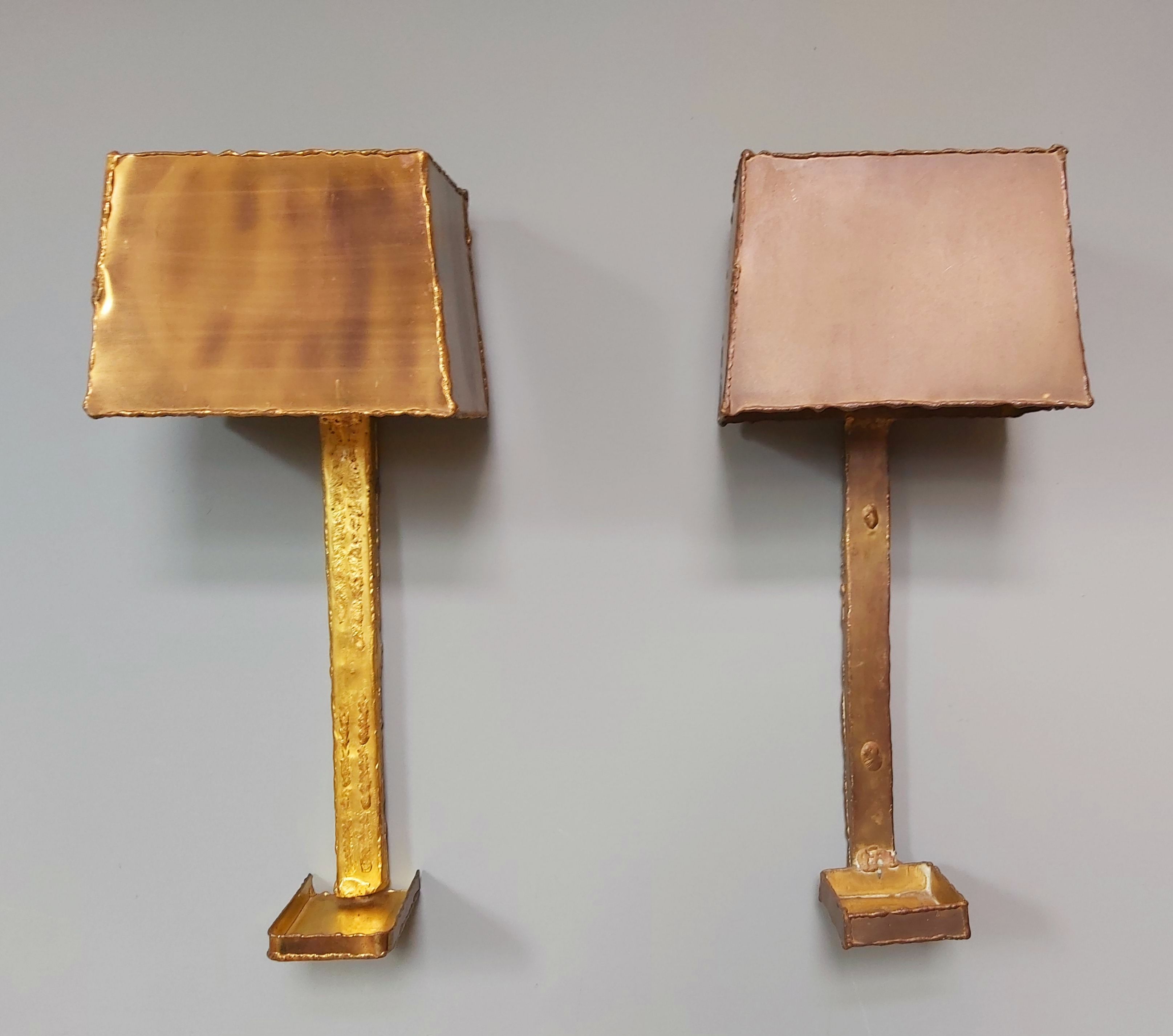 Pair of brass wall lamps, Paul Moerenhout, 70s