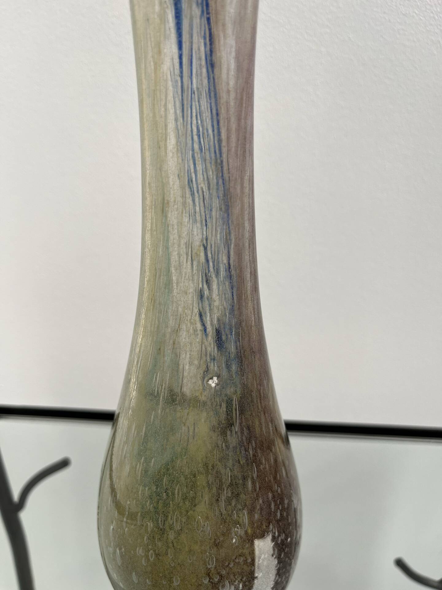 Tall vase, multicoloured handcrafted glass.