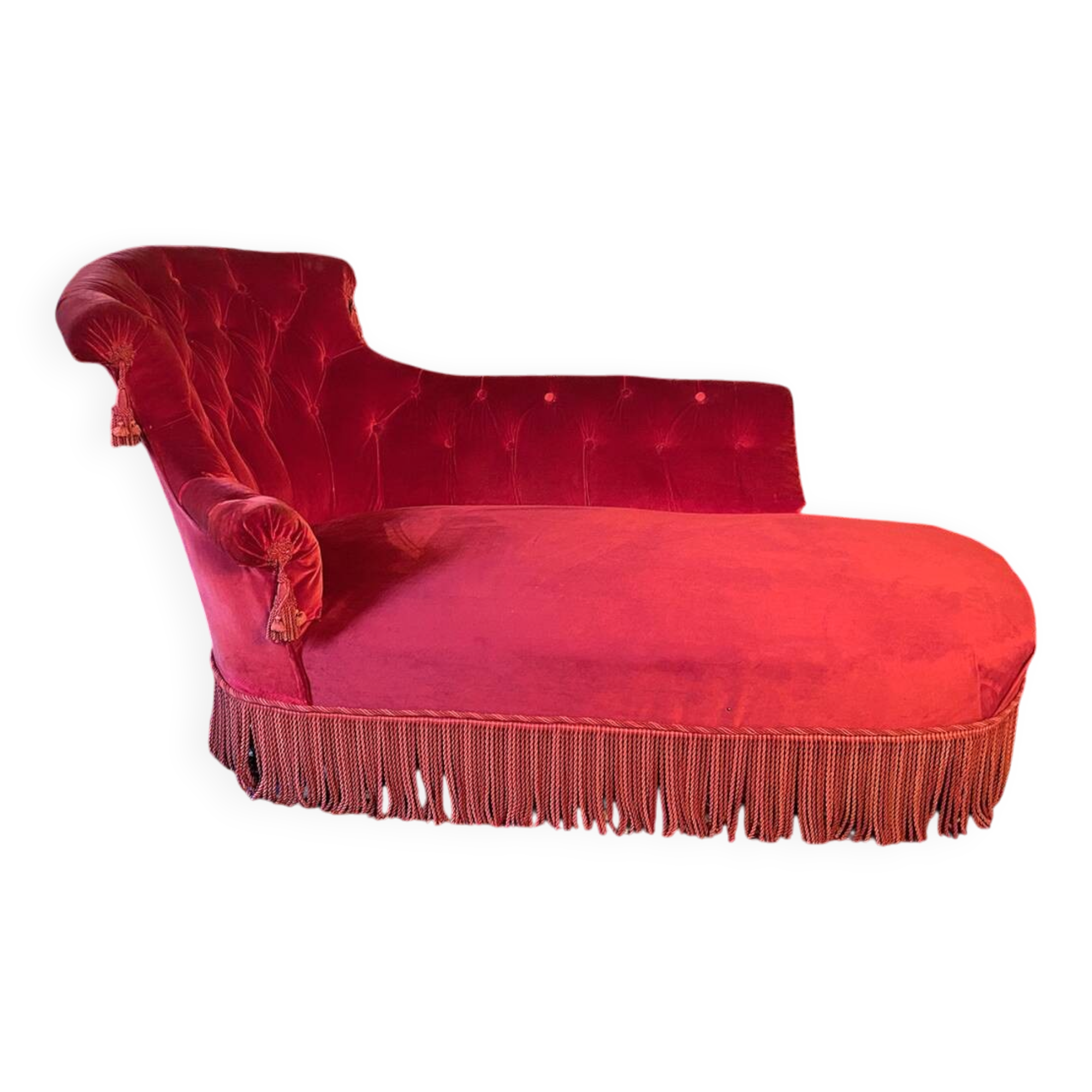 Napoleon III meridian, purple red velvet. Buttoned backrest.