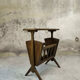 Wooden vintage magazine rack, shelf