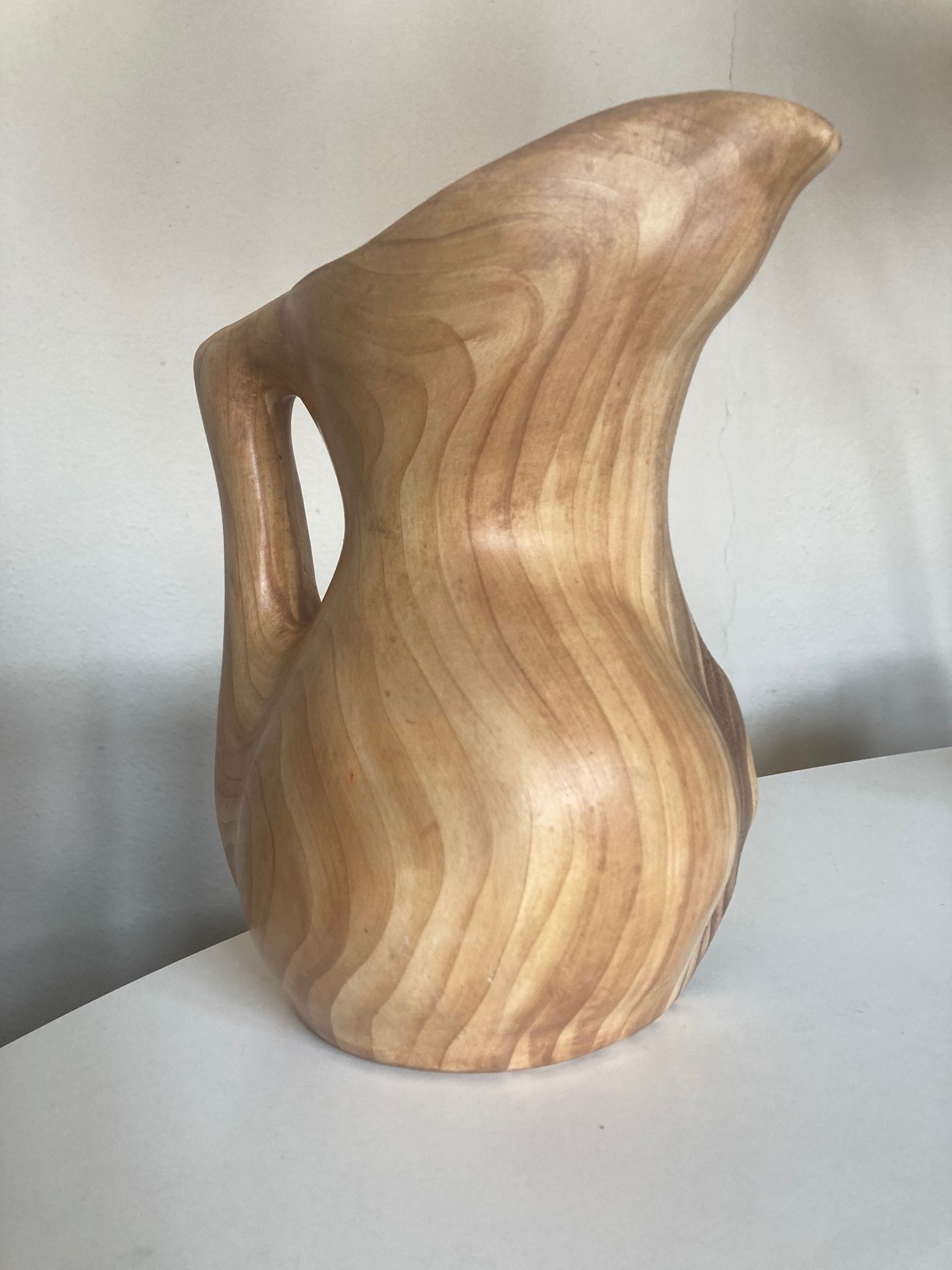 Ceramic vase mid century Grandjean in Vallauris faux bois 1960