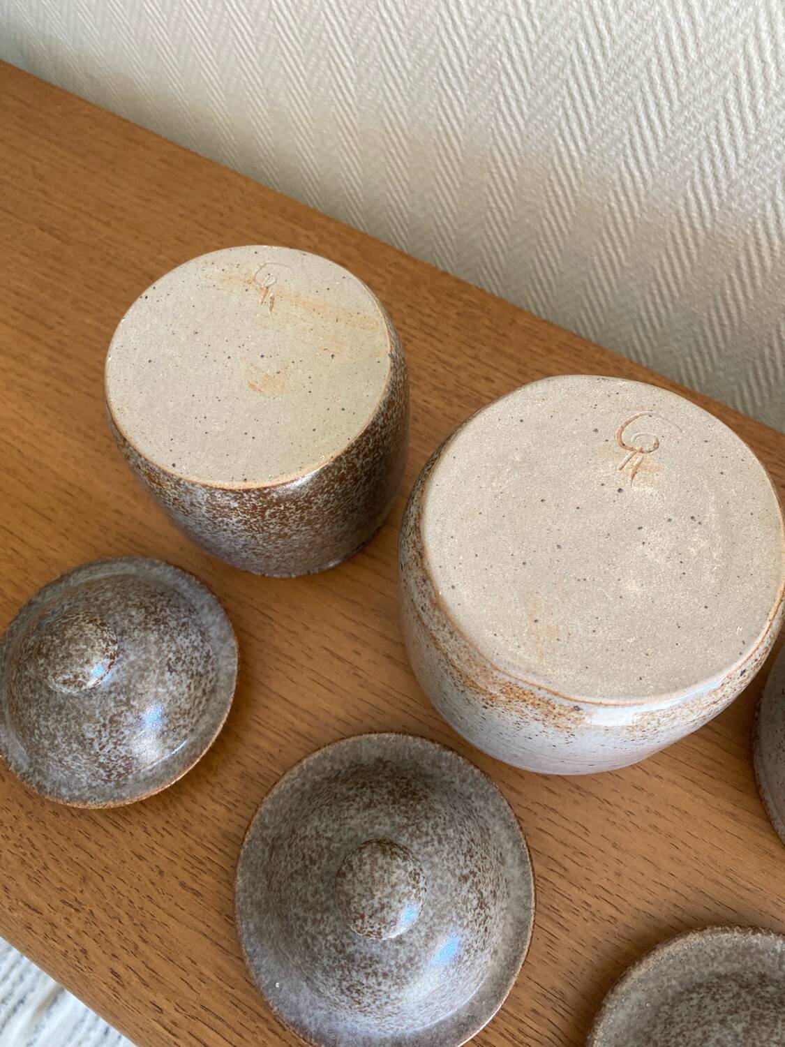 Stoneware kitchen pot signed CR