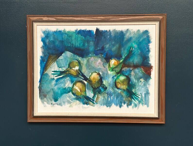 Original Swedish Oil on Canvas – "Abstract Composition" by Bergengren – Signed – Dated 1970 – Framed – 69 × 54 cm (27.2" × 21.3")