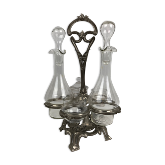 Art Nouveau silver metal seasoning service