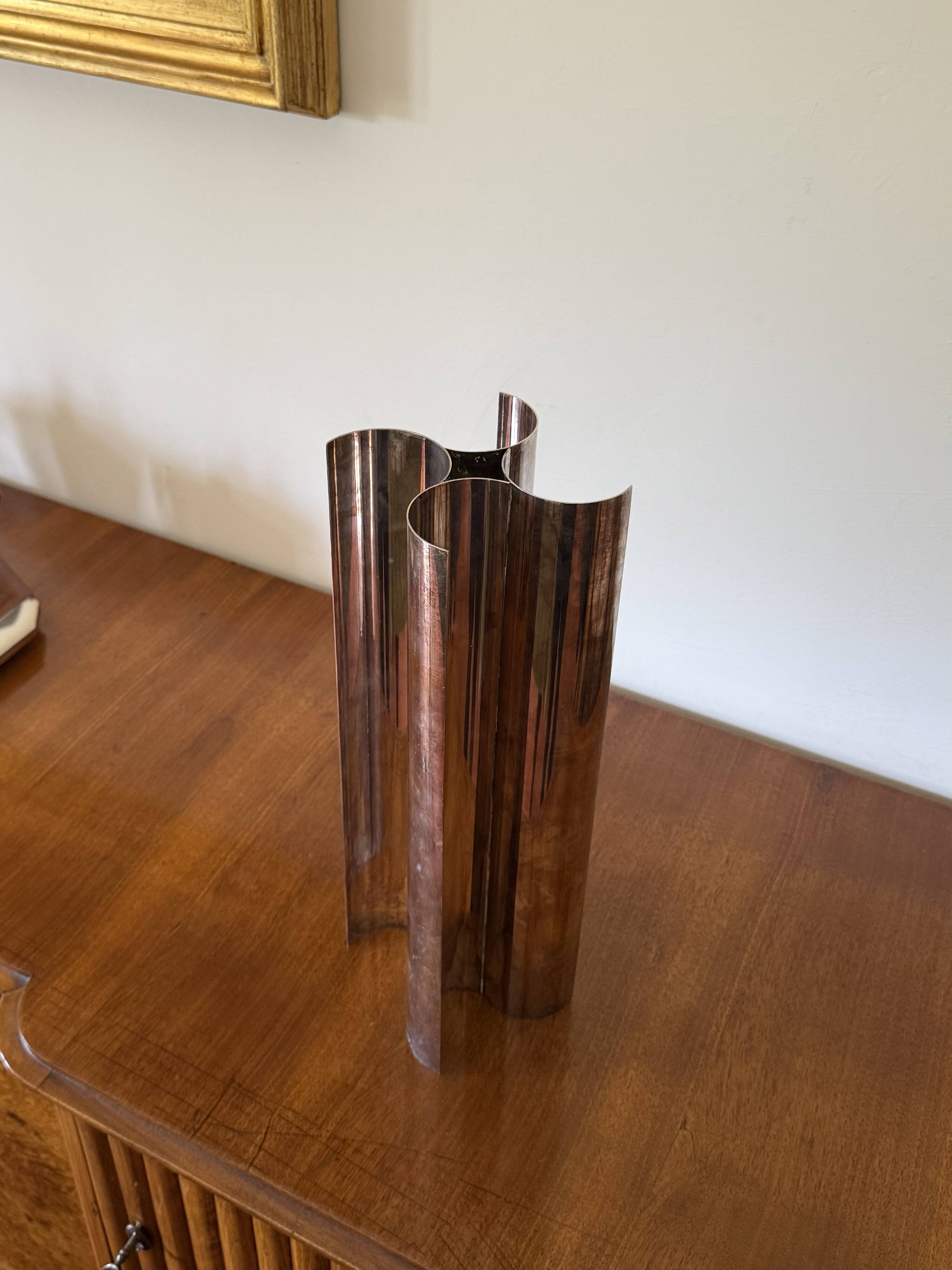 Christian Dior, Silver-plated solifleur sculptural vase, Dior France 1980s