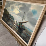 Painting of painted boat Le Mennec