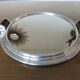 Round aluminum mirror top with wooden handles 40s 50s
