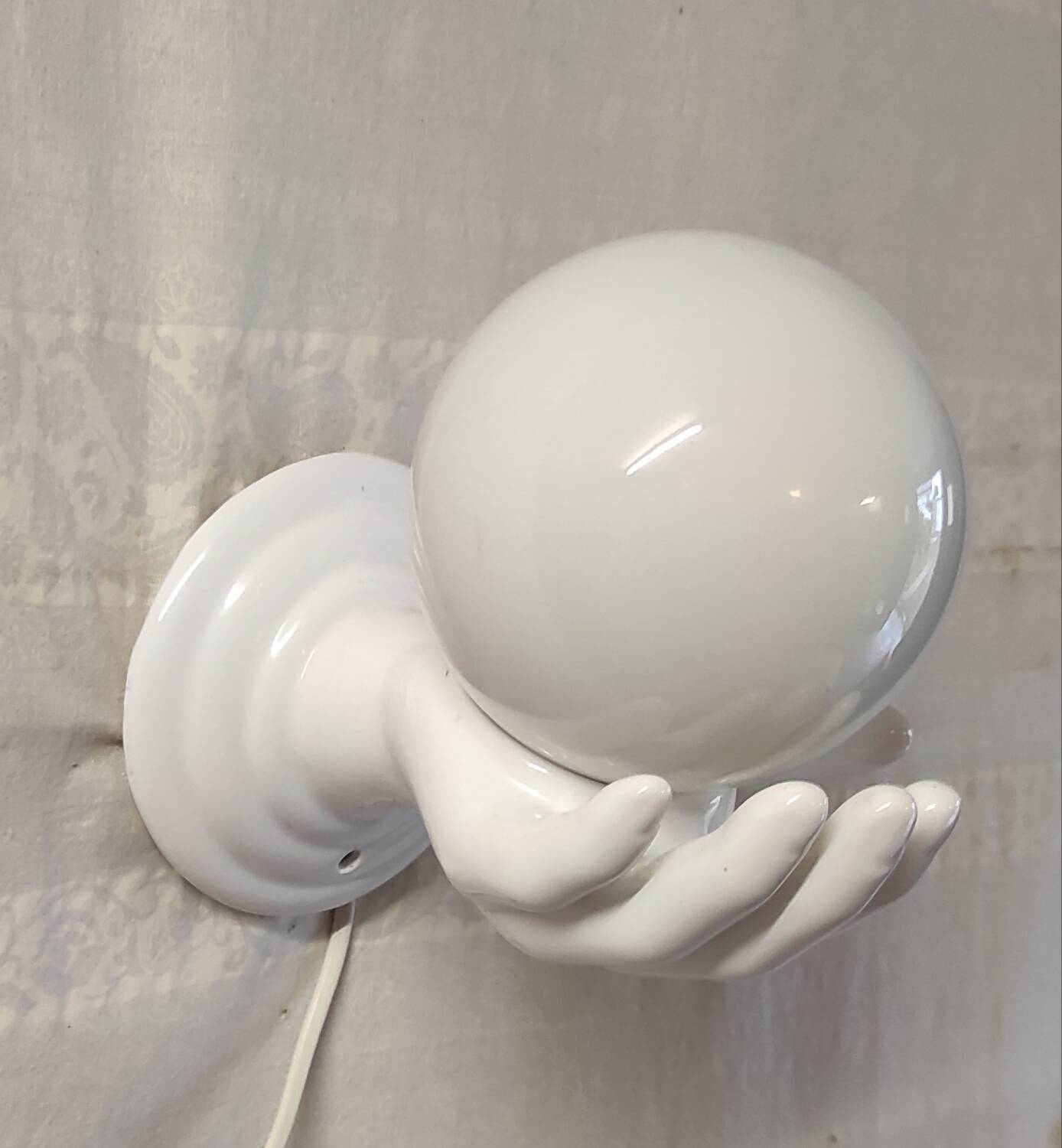 Ceramic and opaline wall lamp - 70's
