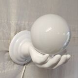 Ceramic and opaline wall lamp - 70's